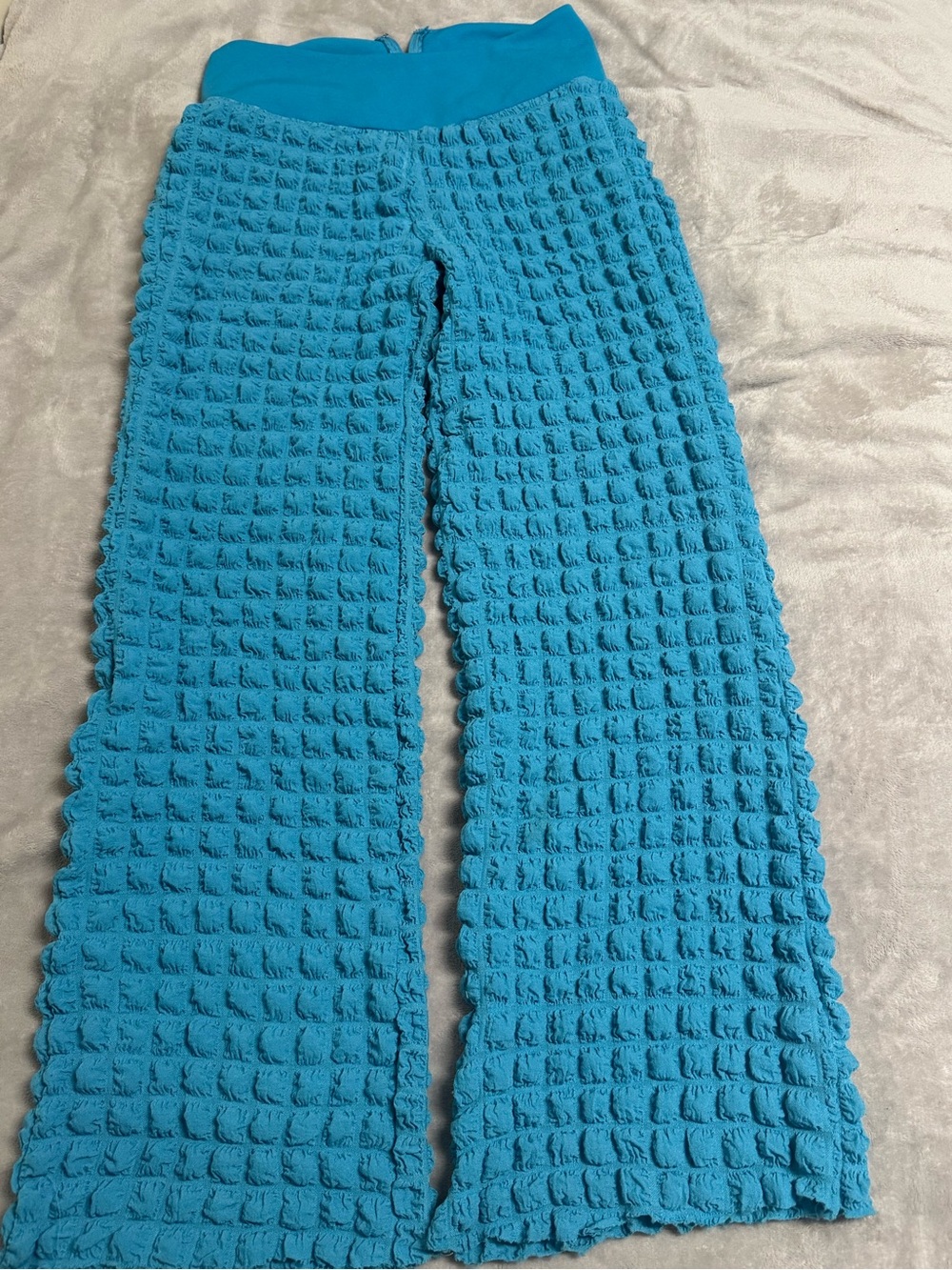 Textured Stretch Lounge Pants - Turquoise Blue